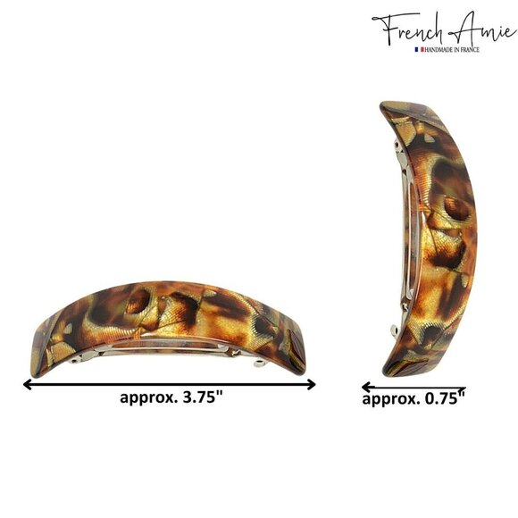 Large Handmade Amber Brown Celluloid Hair Clip Barrette Strong Grip Adult main image 5